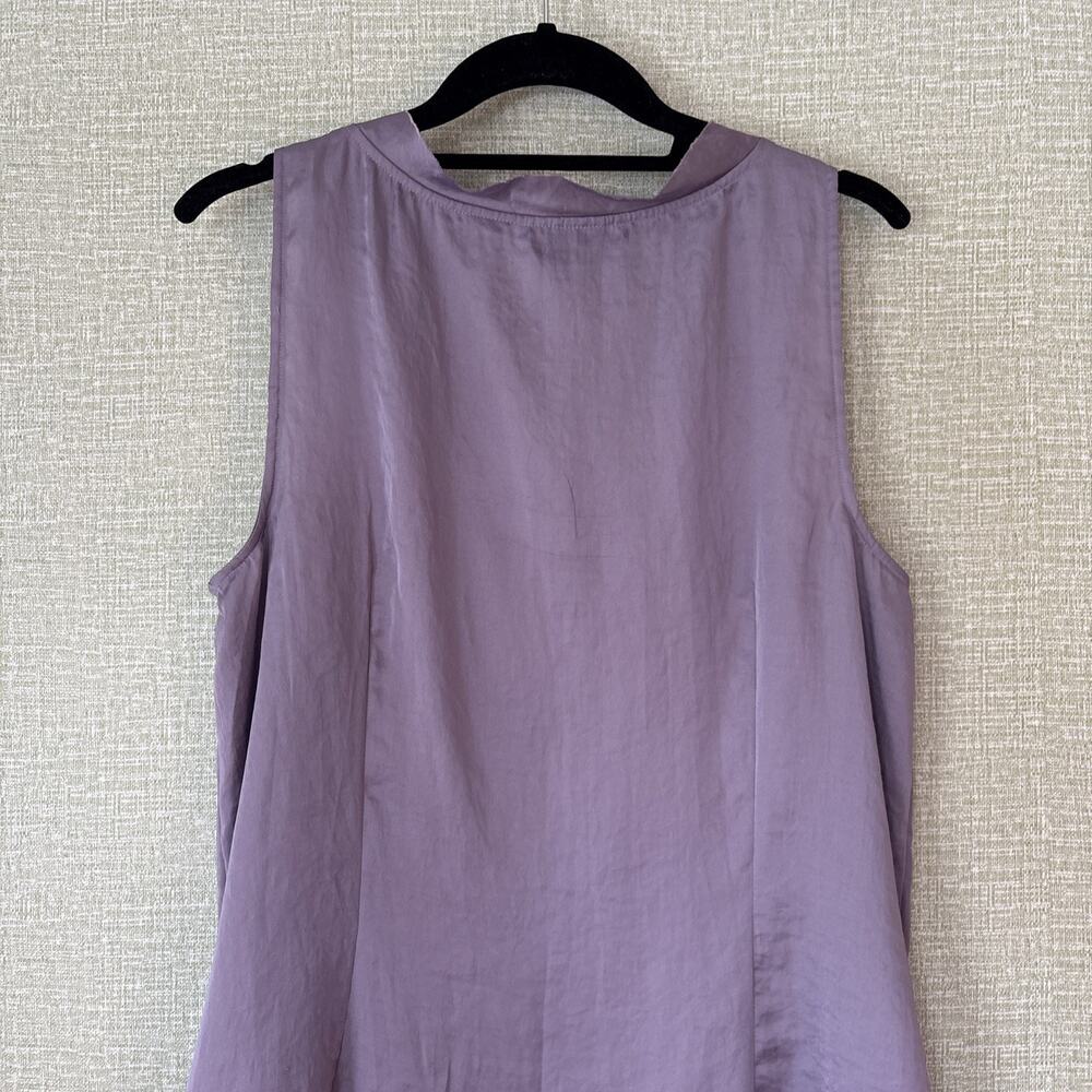 LOFT Ann Taylor Silky Lavender Ruffle Front Sleeveless Blouse Sz L Classic Work - Picture 4 of 9
